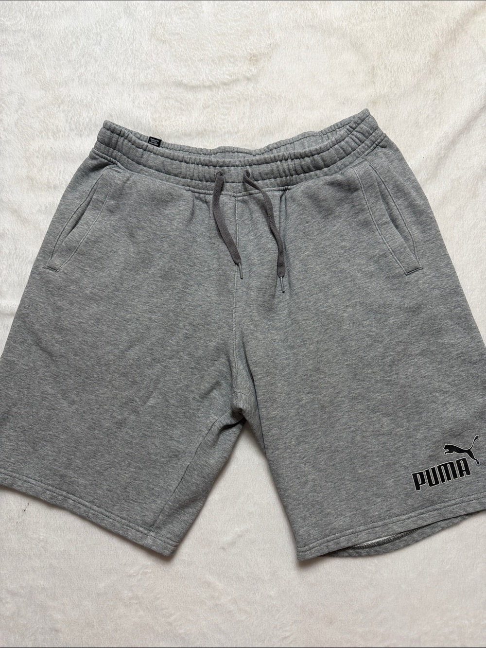 Puma Heather Gray Athletic Fleece Shorts with Drawstring